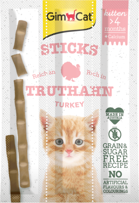Tyčinky GimCat Sticks Kitten krocan + vápník 3 ks