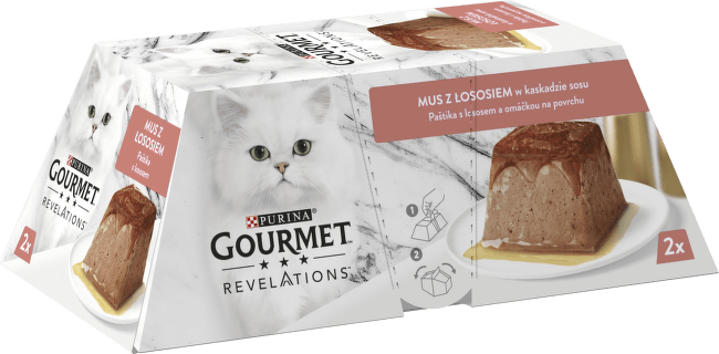 Paštika Gourmet Revelations s lososem a omáčkou 2×57 g