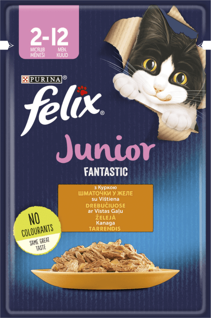 Консервы для котят – Felix Fantastic Junior с курицей, 85 г