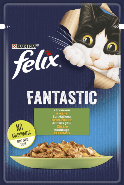 Konservi kaķiem – FELIX FANTASTIC ar truša gaļu želejā, 85 g