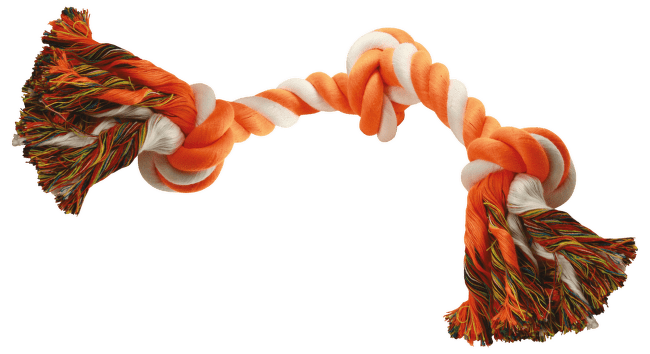 Uzel DOG FANTASY bavlněný oranžovo-bílý 3 knoty 40 cm
