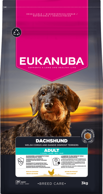 Krmivo Eukanuba Breed Care Adult Dachshund Chicken 3 kg