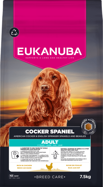 Krmivo Eukanuba Breed Care Adult Cocker Spaniel Chicken 7,5 kg