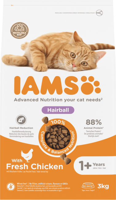 Krmivo IAMS Cat Adult Hairball Chicken 3 kg