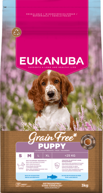 Krmivo Eukanuba Grain Free Puppy Small&Medium mořské ryby 3kg