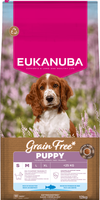 Krmivo Eukanuba Grain Free Puppy Small&Medium mořské ryby 12kg