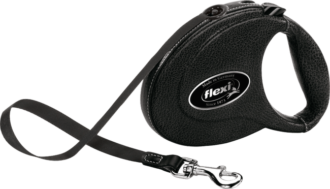 Inerces pavada suņiem – FLEXI Leather CC, Black