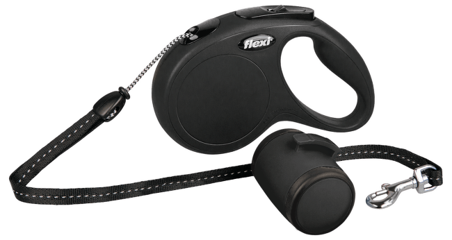 Поводок-рулетка для собак - FLEXI Vario Set + multi box, цвет - черный