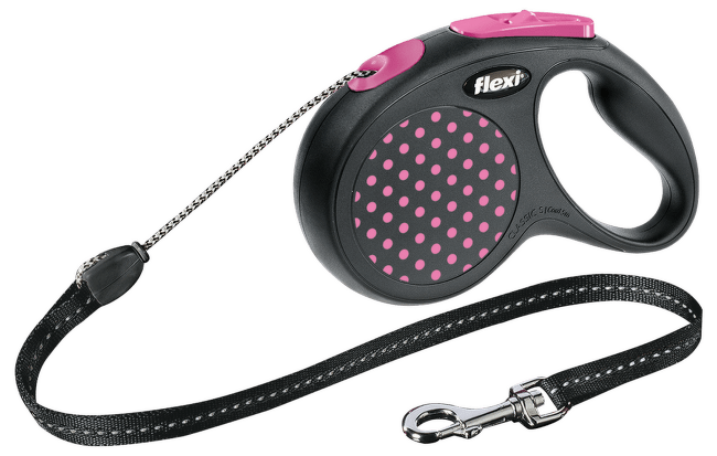Inerces pavada suņiem - FLEXI Design Dots Cord S, 5 m, pink