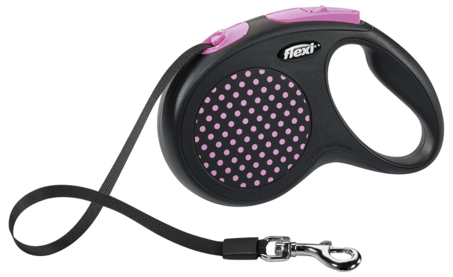 Поводок рулетка - Flexi Design Dots Tape M, 5 м, pink