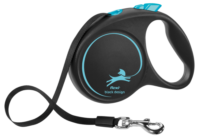 Inerces pavada suņiem – Flexi Black Design M Tape 5 m, Blue