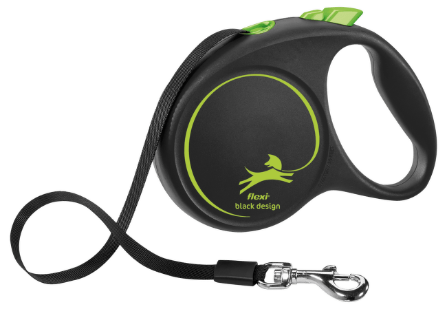 Inerces pavada suņiem – Flexi Black Design M Tape 5 m, Green