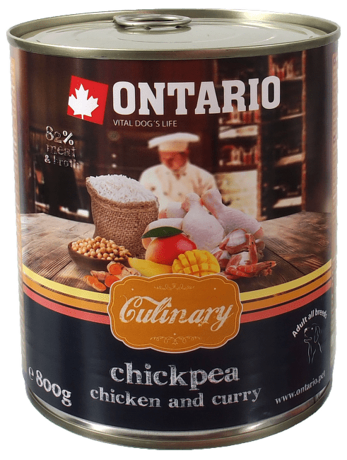 Konservi suņiem – Ontario Culinary Chickpea, Chicken and Curry, 800 g