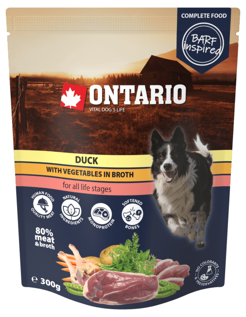 Консервы для собак – Ontario Duck with vegetables in broth, 300 г