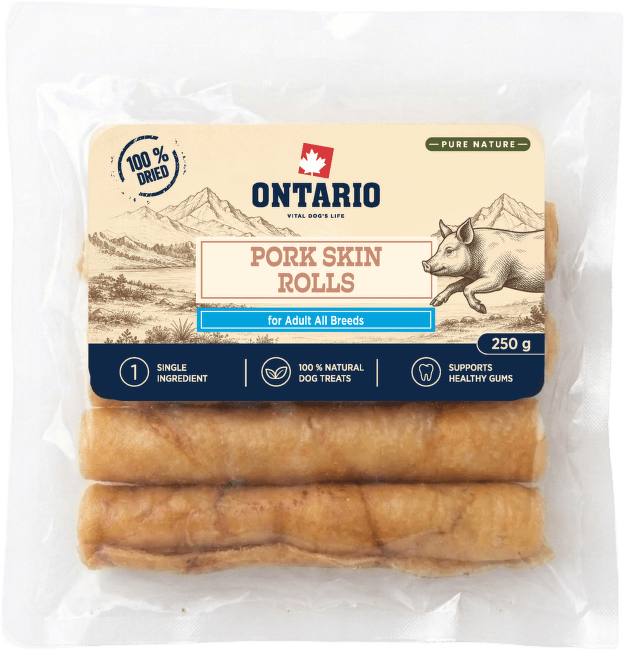 Sušená vepřová kůže Ontario Pure Nature rolka 250 g