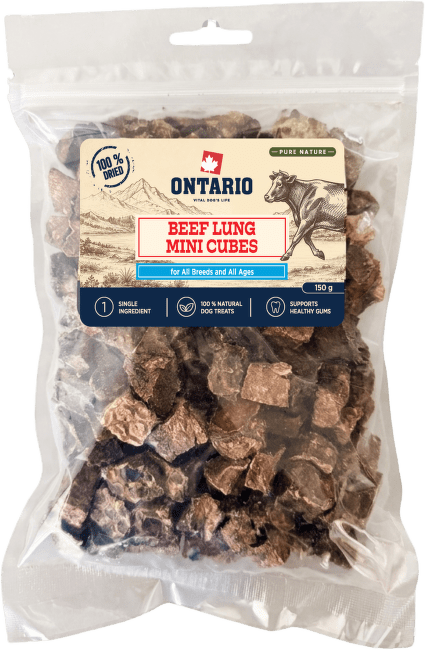 Sušené hovězí plicní mini kostky Ontario Pure Nature 150 g