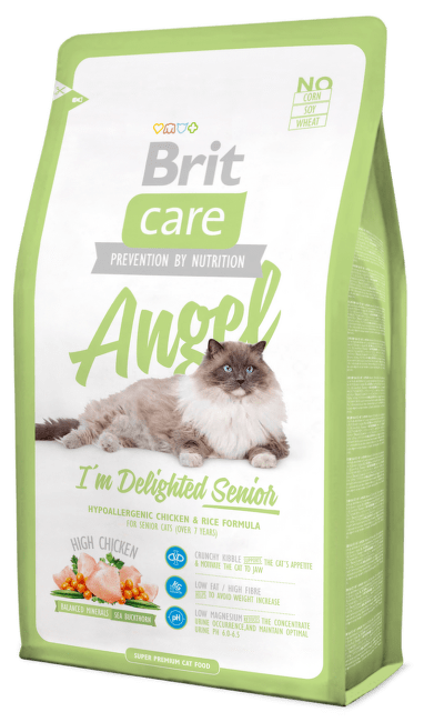 Barība kaķiem - Brit Care Cat Angel I'm Delighted Senior, ar vistas gaļu un rīsiem, 400 gr.