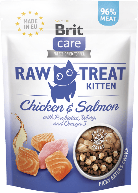 Pamlsek Brit Care RAW Cat Kitten losos + kuře 40 g