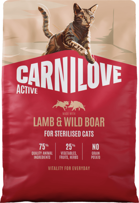 Granule CARNILOVE Active pre sterilizované mačky jahňacie a diviak 2 kg