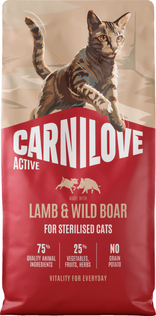 Granule CARNILOVE Active pre sterilizované mačky jahňacie a diviak 6 kg