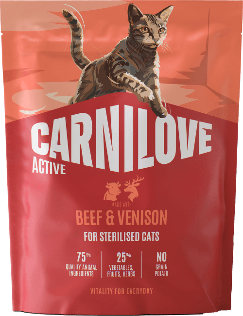 Granuly CARNILOVE Active pre sterilizované mačky hovädzie a zverina 400 g