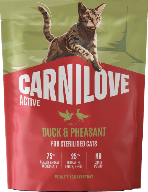 Granuly CARNILOVE Active pre sterilizované mačky kačica a bažant 400 g