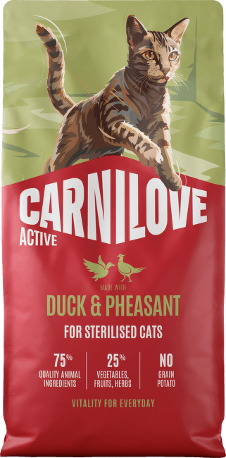 Granuly CARNILOVE Active pre sterilizované mačky kačica a bažant 6 kg
