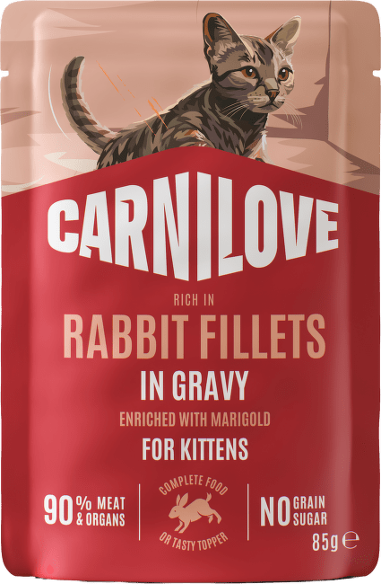 Kapsička CARNILOVE pre mačiatka králik s nechtíkom lekárskym v šťave 85 g