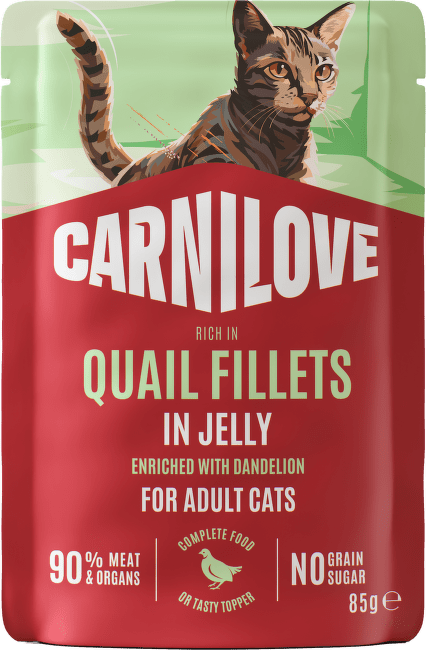 Kapsička CARNILOVE pre sterilizované mačky prepelica s púpavou v želé 85 g