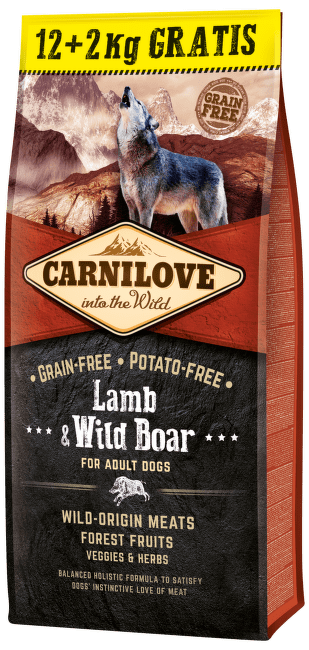 Корм для собак – CARNILOVE Adult Lamb and Wild Boar, 12 + 2 кг