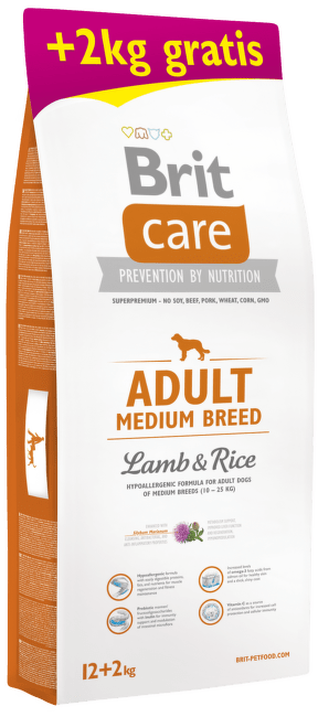 Brit Care granuly Adult Medium Breed jahňa ryža 12+2kg 