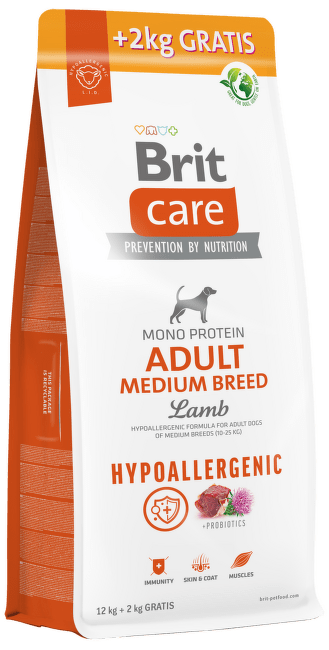 Brit Care dog HA adult medium jahňa a ryža 12+2 kg 
