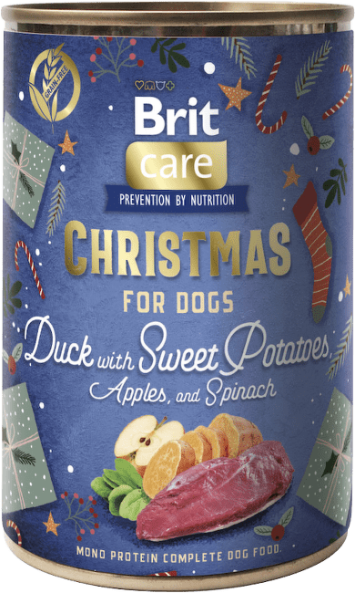 Konzerva Brit Care Dog Christmas kačica s batátmi, jablkami a špenátom 400g
