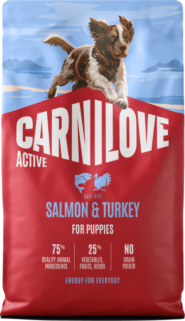 Barība suņiem – CARNILOVE ACTIVE Puppies Salmon and Turkey 4 kg