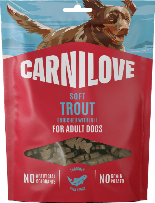 Pamlsok CARNILOVE Soft pre dospelých psov pstruh s kôprom 200 g