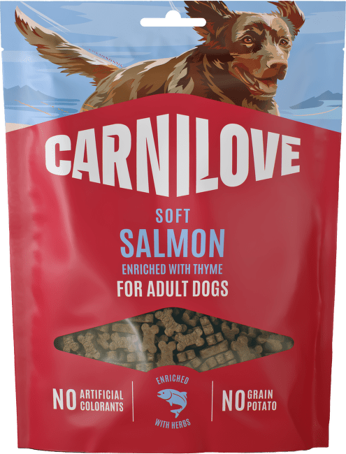 Pamlsek CARNILOVE Soft Small Bite pro dospělé psy losos s tymiánem 200 g