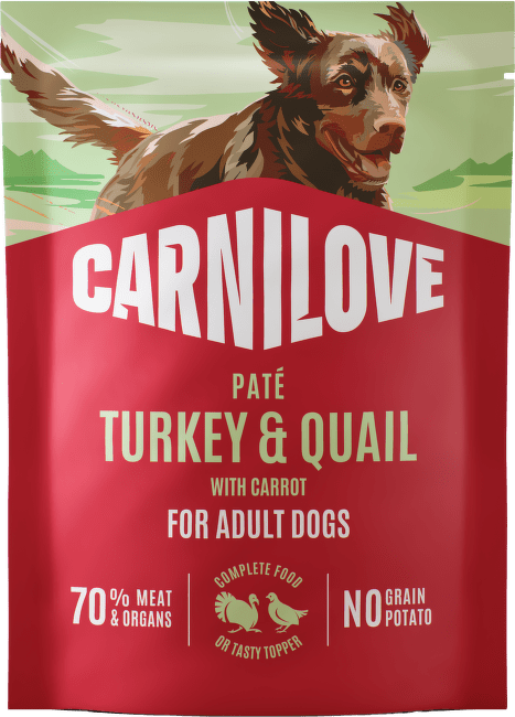 Kapsička CARNILOVE Paté pro dospělé psy krůta a křepelka s mrkví 300 g