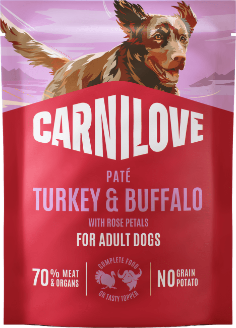 Kapsička CARNILOVE Paté pro dospělé psy krůta a buvol s lístky růže 300 g