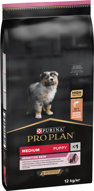 Barība suņiem – Pro Plan Medium Puppy Sensitive Skin Salmon, 12 kg