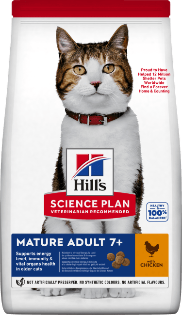 Barība kaķiem – Hill's Adult Mature 7+ Chicken, 1,5 kg