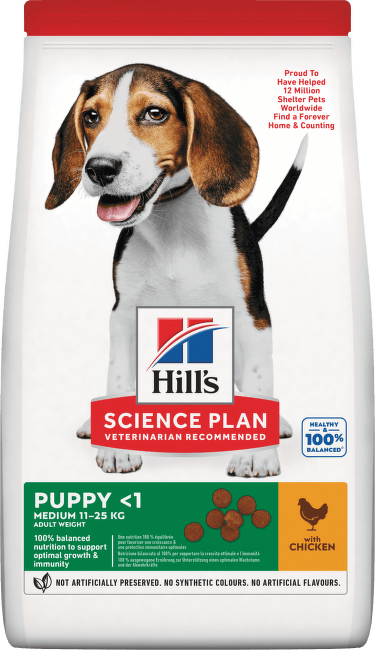 Корм для щенков – Hill's Puppy Medium Chicken, 2,5 кг