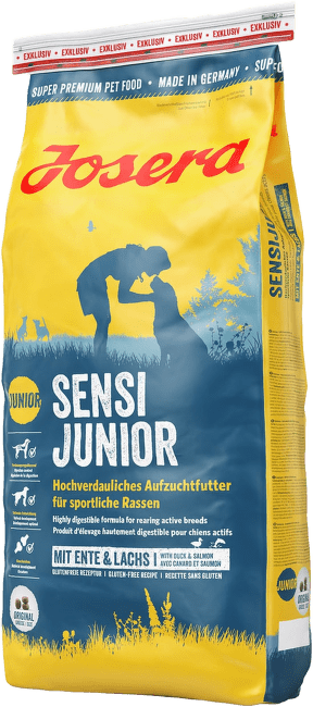 Barība kucēniem – Josera Sensi Junior, ar pīli un lasi, 15 kg