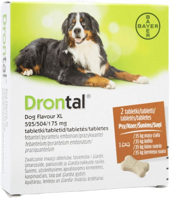 Противоглистное средство для крупных собак – Drontal + 35 кг, 2 таблетки