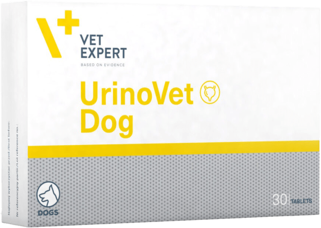 Papildbarība suņiem – VetExpert, Urinovet Dog, 400 mg, 30 tabl.