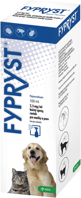 Līdzeklis pret blusām, ērcēm kaķiem un suņiem – Fypryst spray 2,5 mg/ml, 100 ml
