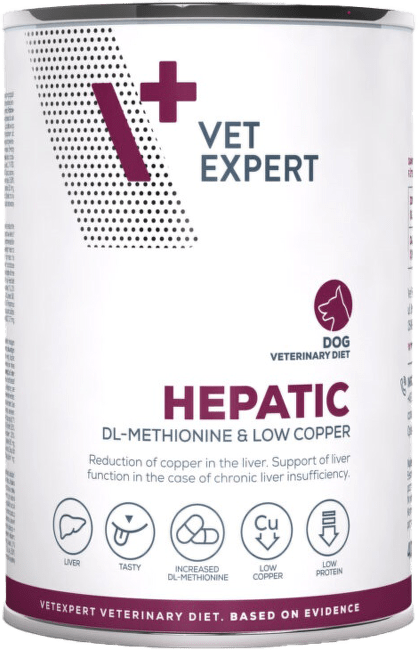 Ветеринарные консервы для собак – VetExpert 4T VD HEPATIC, 400 г