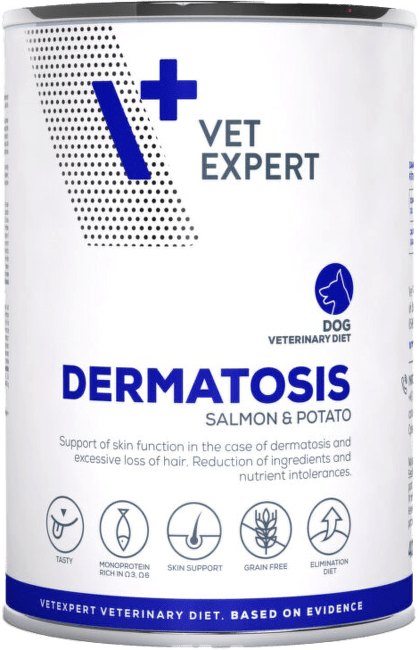 Veterinārie konservi suņiem – VetExpert 4T VD DERMATOSIS, 400 g