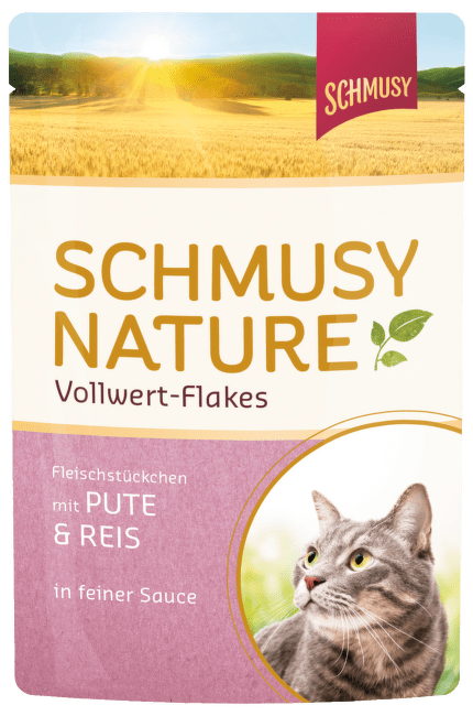 Консервы для кошек - Schmusy Nature Vollwert-Flakes Turkey and Rice, 100 г