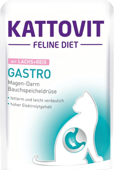 Veterinārie konservi kaķiem – Kattovit Pouch Gastro Salmon + Rice, 85 g