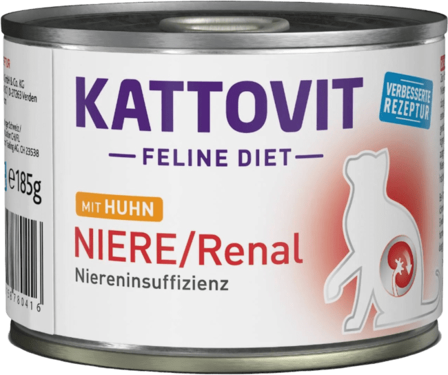 Veterinārie konservi kaķiem – Kattovit, Can Kidney/Renal Chicken, 185 g